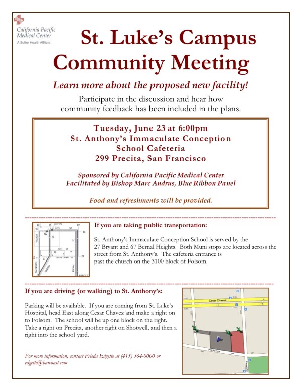 St Luke's Campus Community Meeting Invite