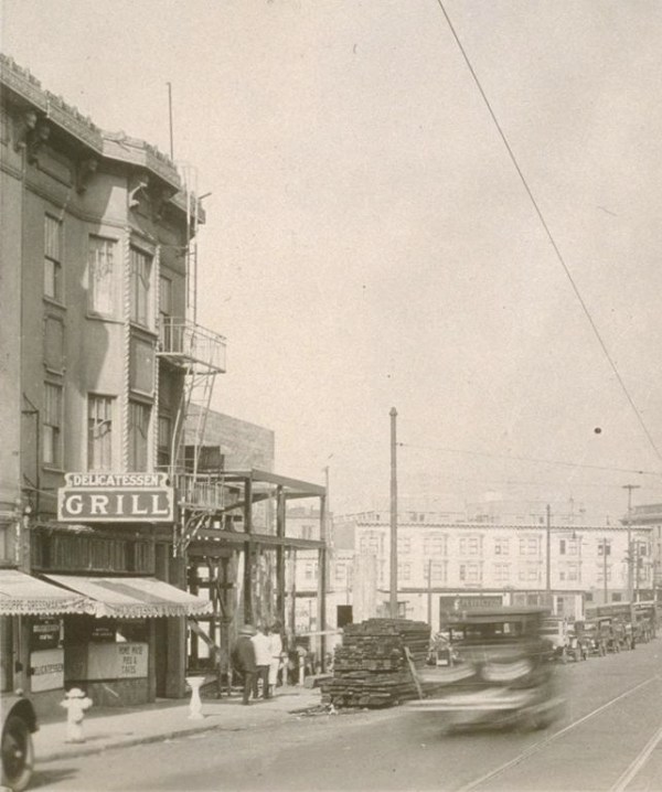 1926 Mission and Precita crop North on Mission at Precita, 1926