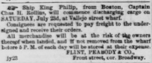 1859 king philip sf consignee