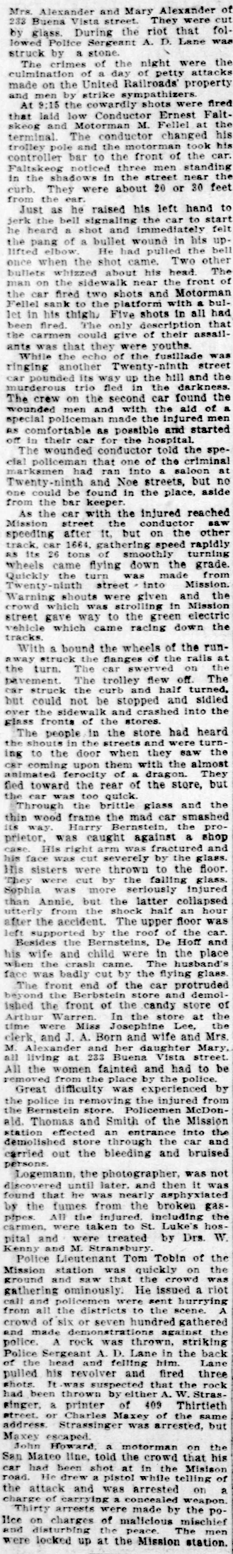 1907 29th st runaway streetcar sf call article p2